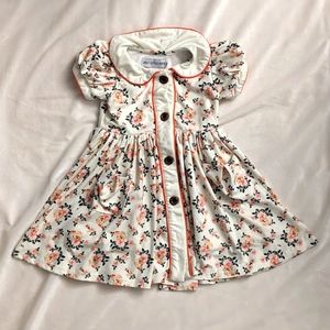Only LIttle Once Peter-Pan Collar Short-sleeved Button-up Dress Orange Floral 2